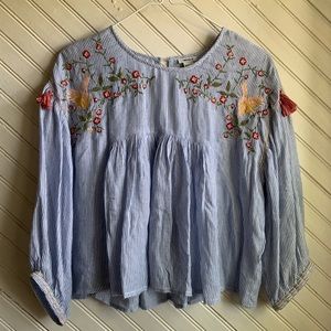 F21 embroidered boho top